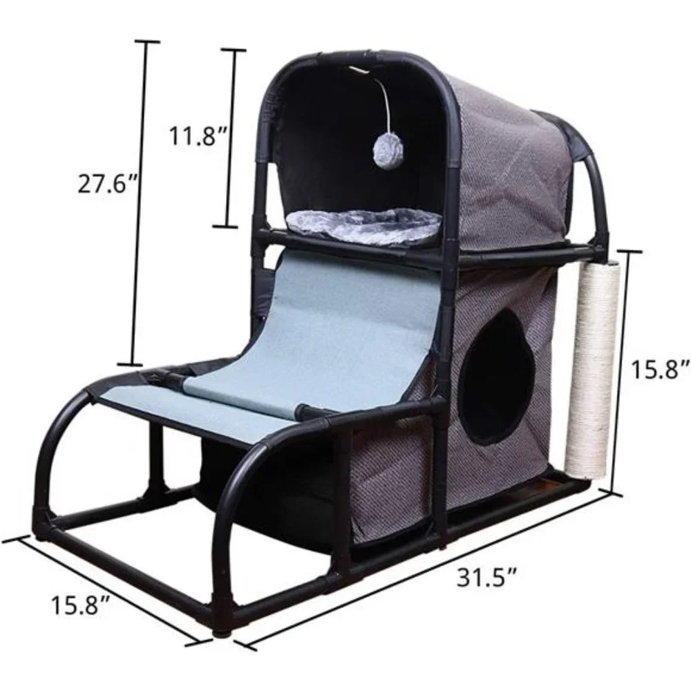 Modern Cat Tree House Condo Pet Furniture Large Cat Tower Bed Scratching Post
